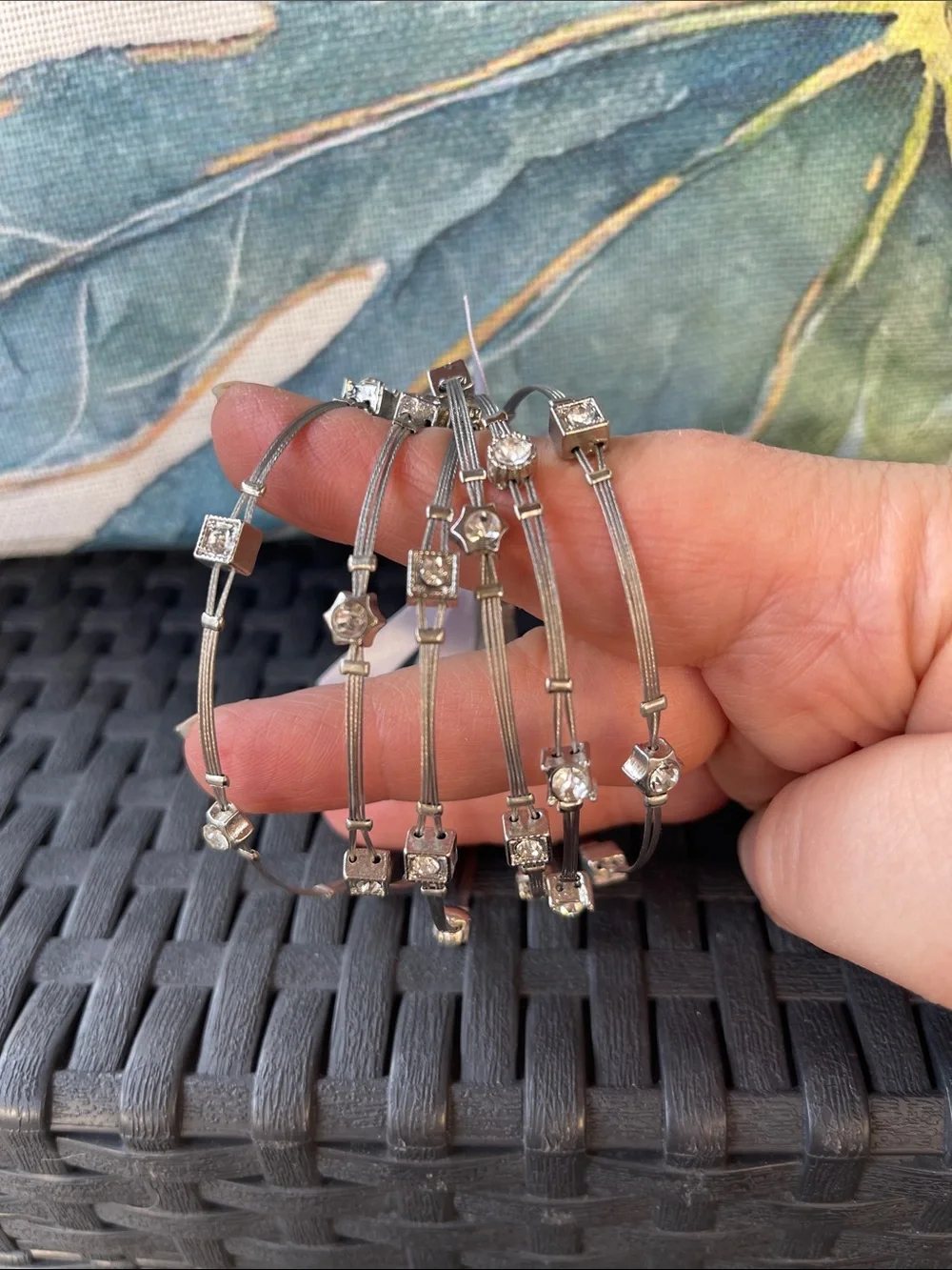 Set of 6 Silver Stackable Bracelets